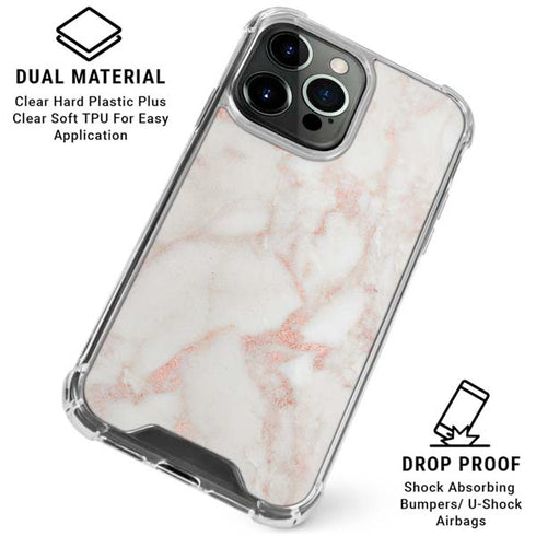 Rose Gold Marble iPhone 16 Pro Max Clear Case